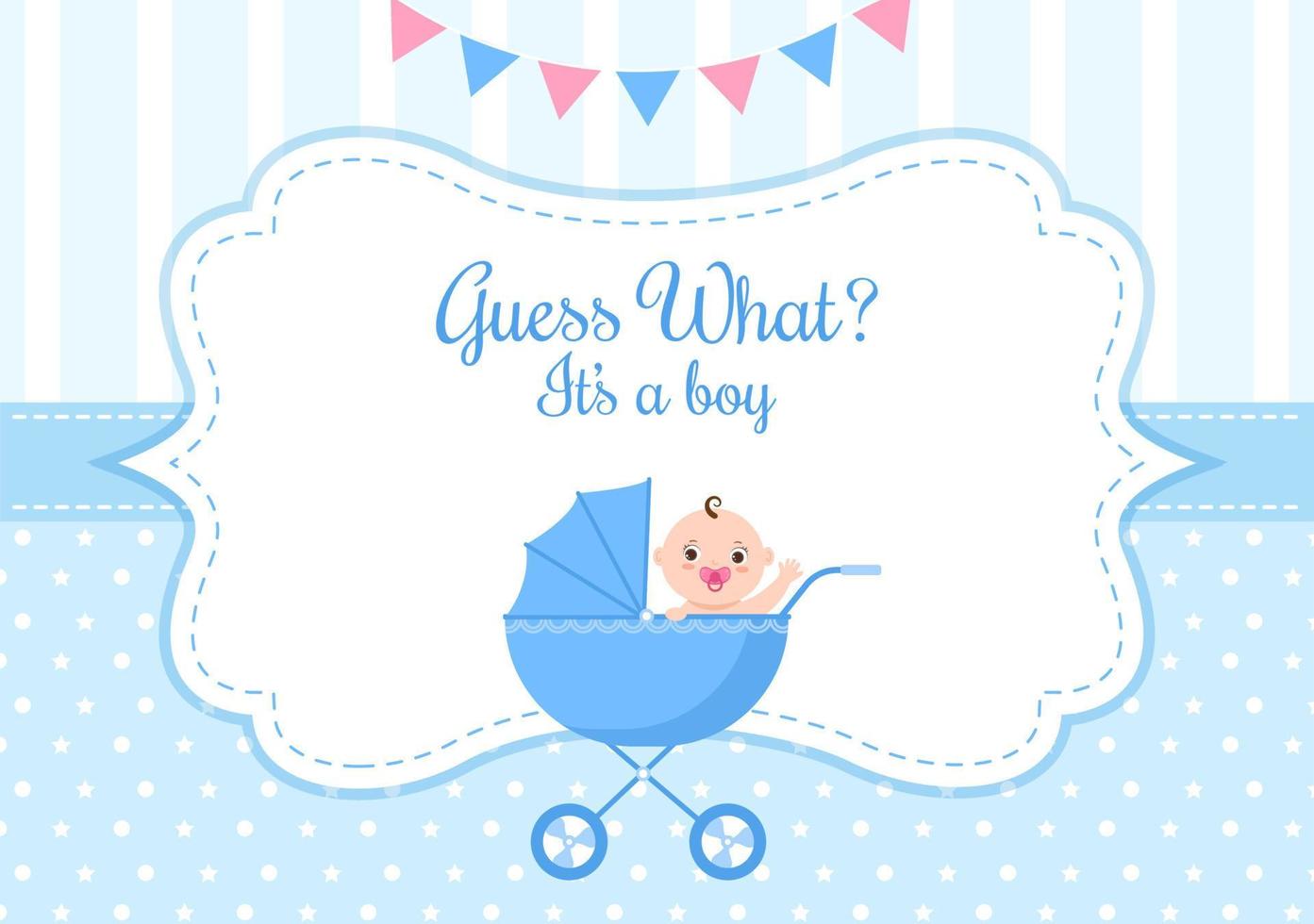 Birth Photo is it a Boy with a Baby Image and Blue Color Background Cartoon Illustration for Greeting Card or Signboard vector