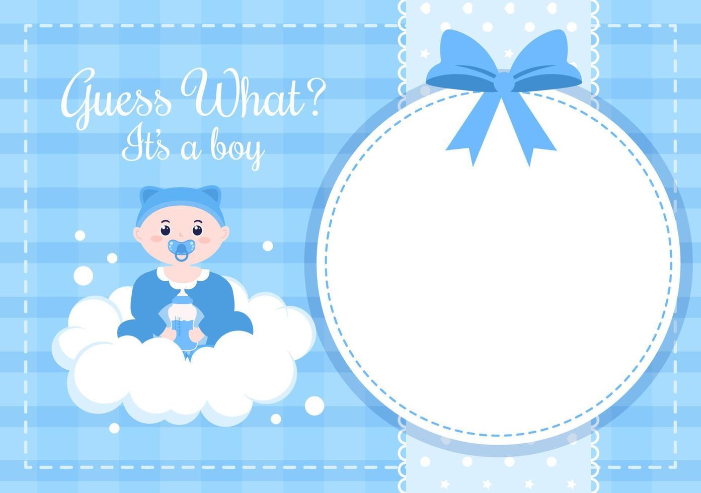 Birth Photo is it a Boy with a Baby Image and Blue Color Background Cartoon Illustration for Greeting Card or Signboard vector