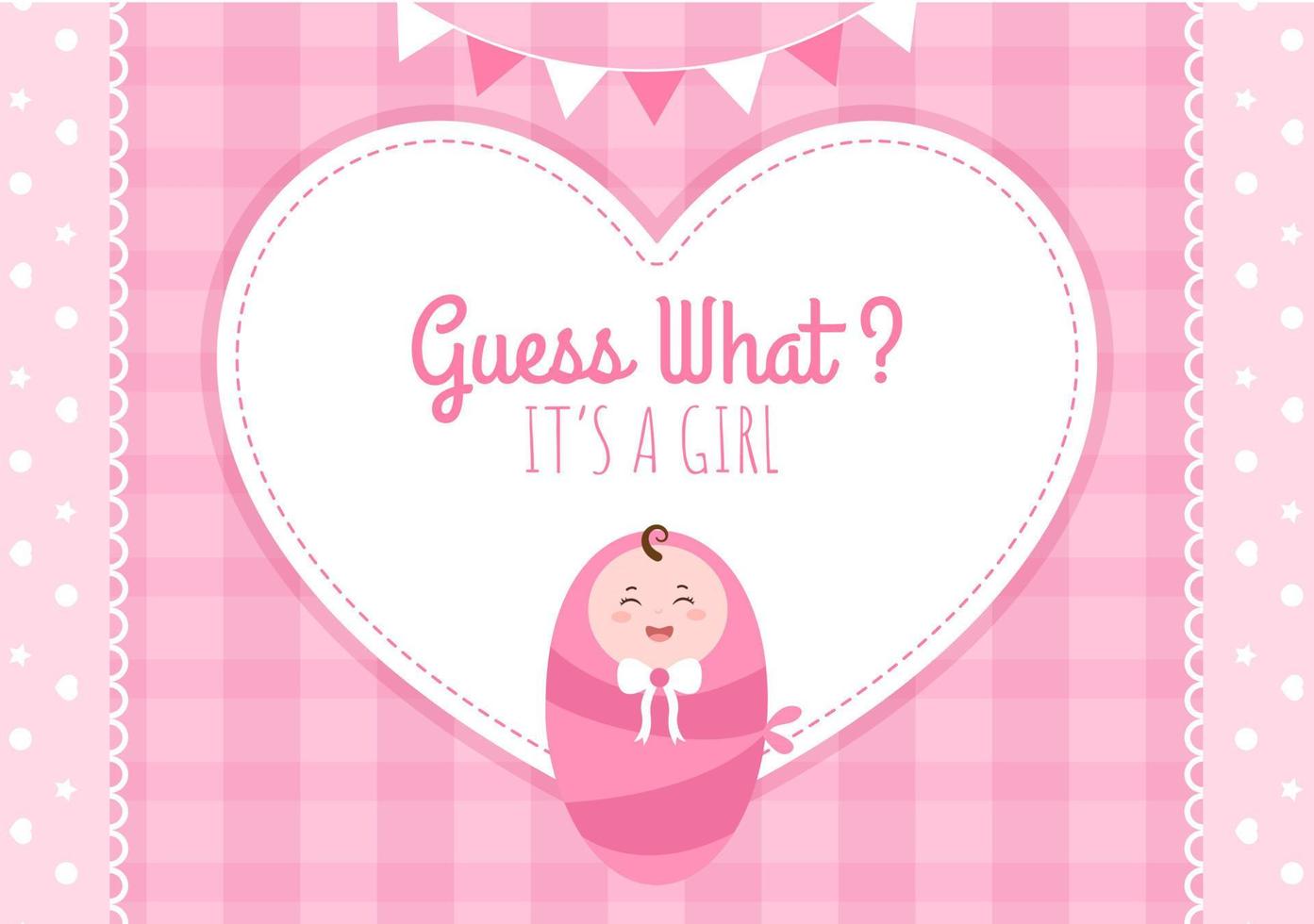 Birth Photo is it a Girl with a Baby Image and Pink Color Background Cartoon Illustration for Greeting Card or Signboard vector