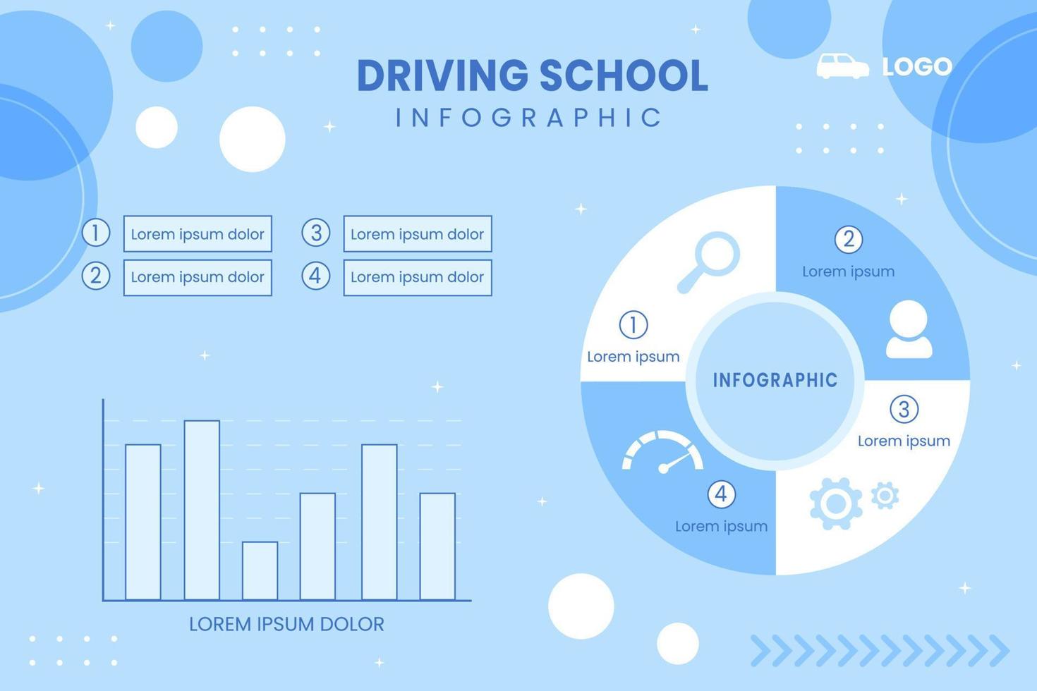 Car Driving School Infographic Template Social Media Flat Cartoon Background Vector Illustration