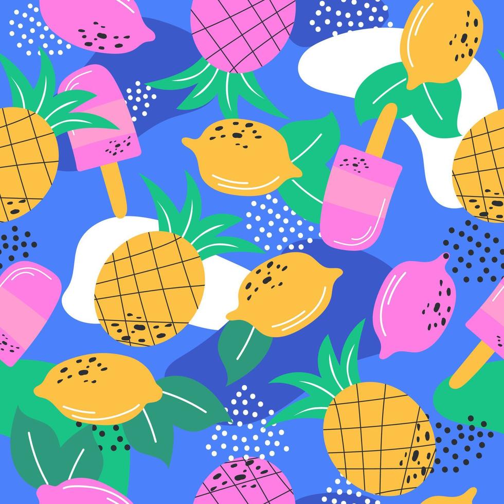 patrón transparente de frutas de verano multicolor para papel tapiz, envoltura y textil vector