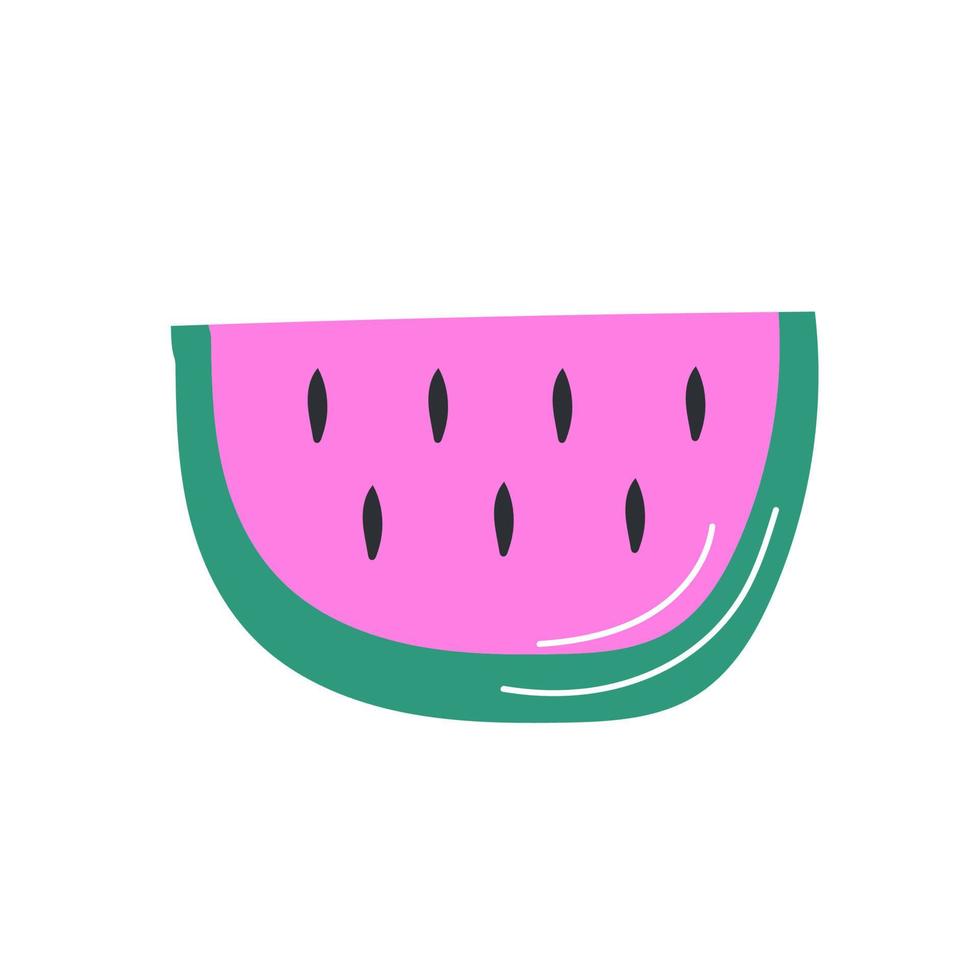 Hand drawn doodle decor with funny watermelon. Colorful icon for prints vector