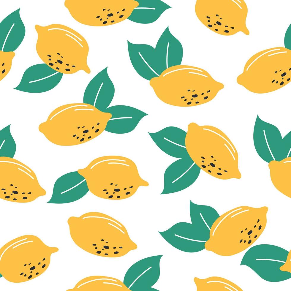 Fresh lemons background. Hand drawn colorful wallpaper vector. Seamless pattern vector