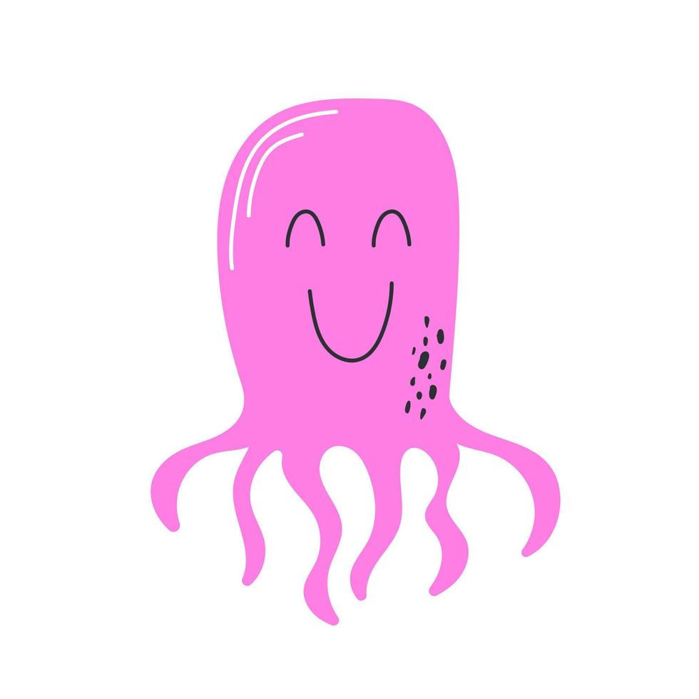 Octopus - funny cartoon character - original hand drawn illustration vector