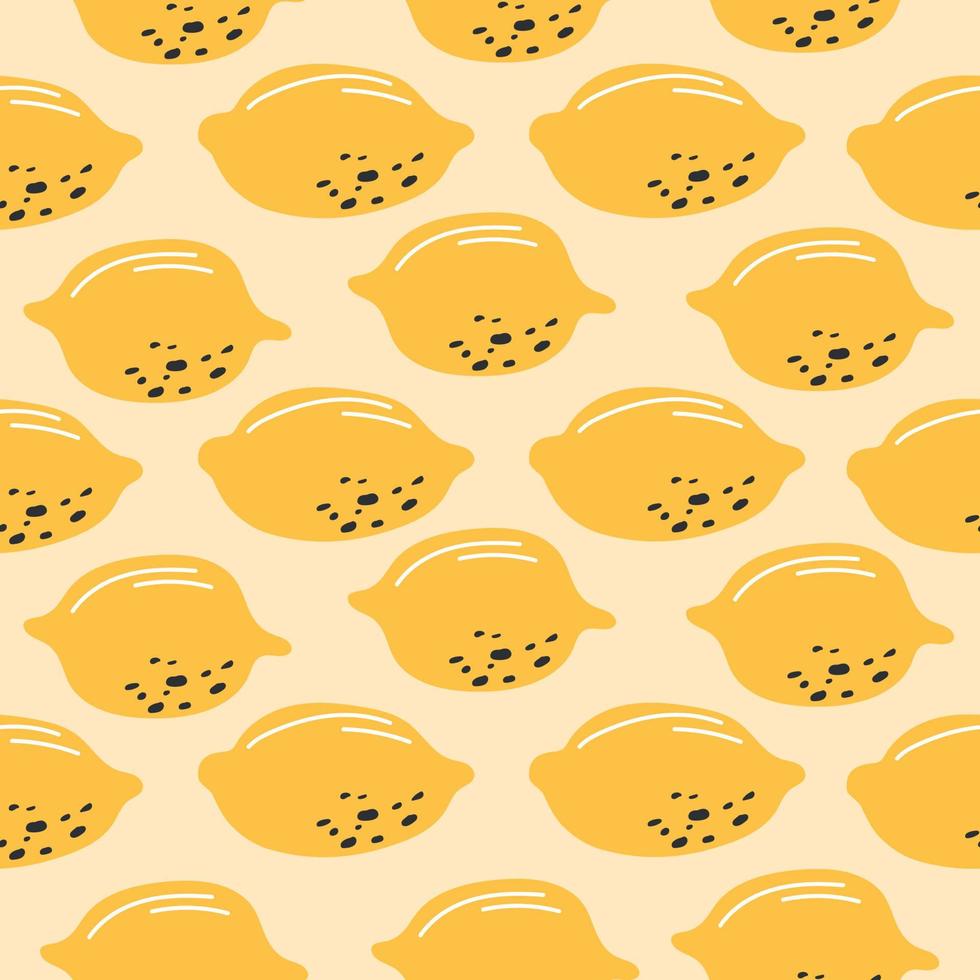 Fresh lemons background. Hand drawn colorful wallpaper vector. Seamless