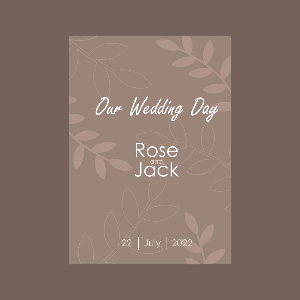 Wedding floral card. Vector invitation. Save the Date cover