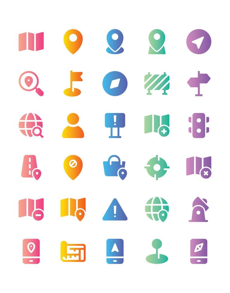 conjunto de iconos de ubicación 30 aislado sobre fondo blanco vector