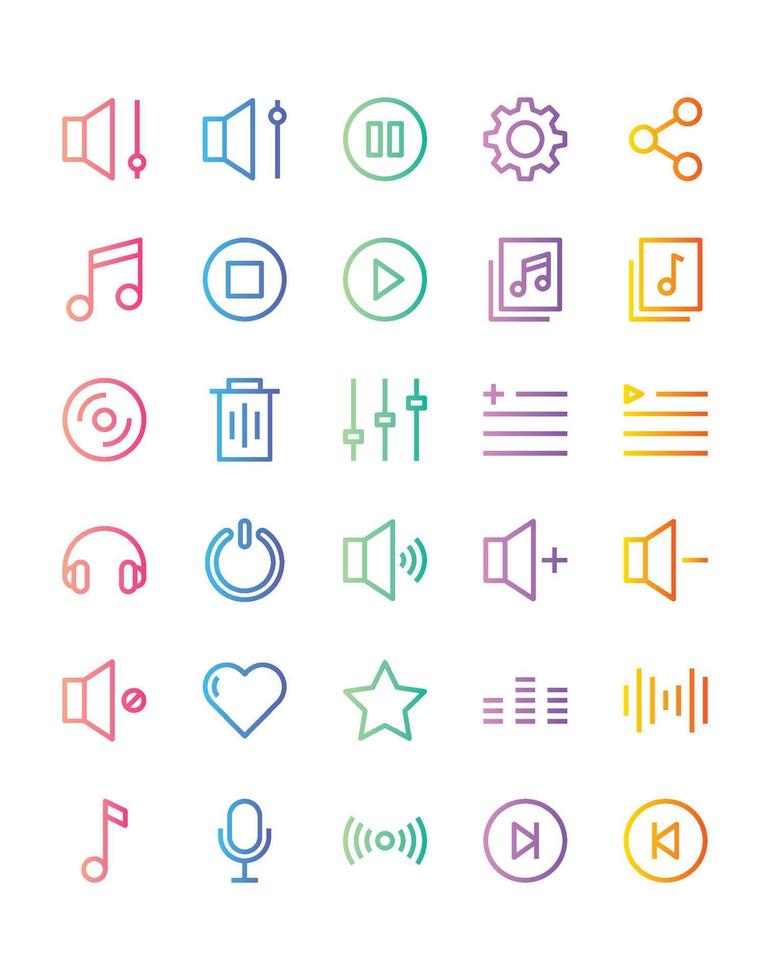 Music and Multimedia Icon Set 30 isolated on white background vector