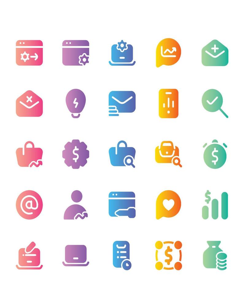 conjunto de iconos de marketing y negocios 30 aislado sobre fondo blanco vector