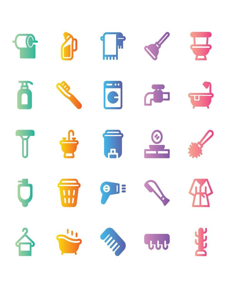 Bathroom Icon Set 30 isolated on white background vector