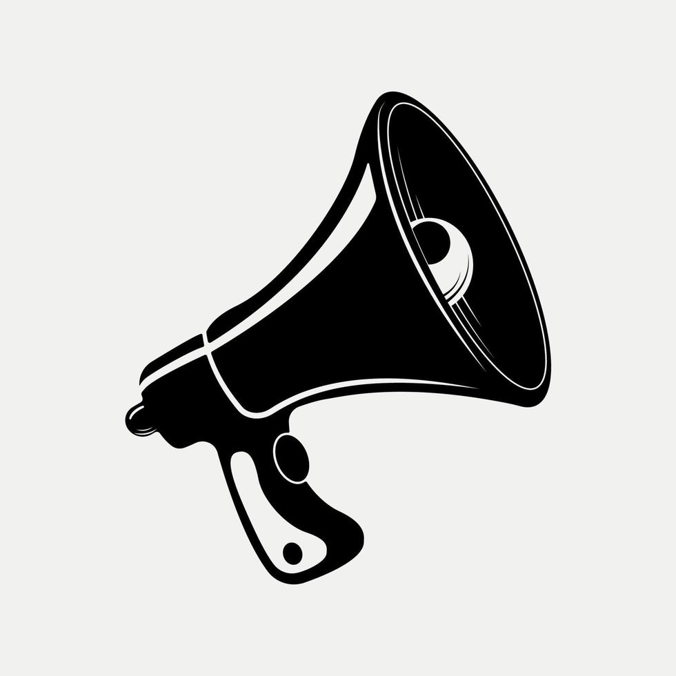 Megaphone Silhouette, Portable speaking-trumpet loudhailer icon Illustration. vector