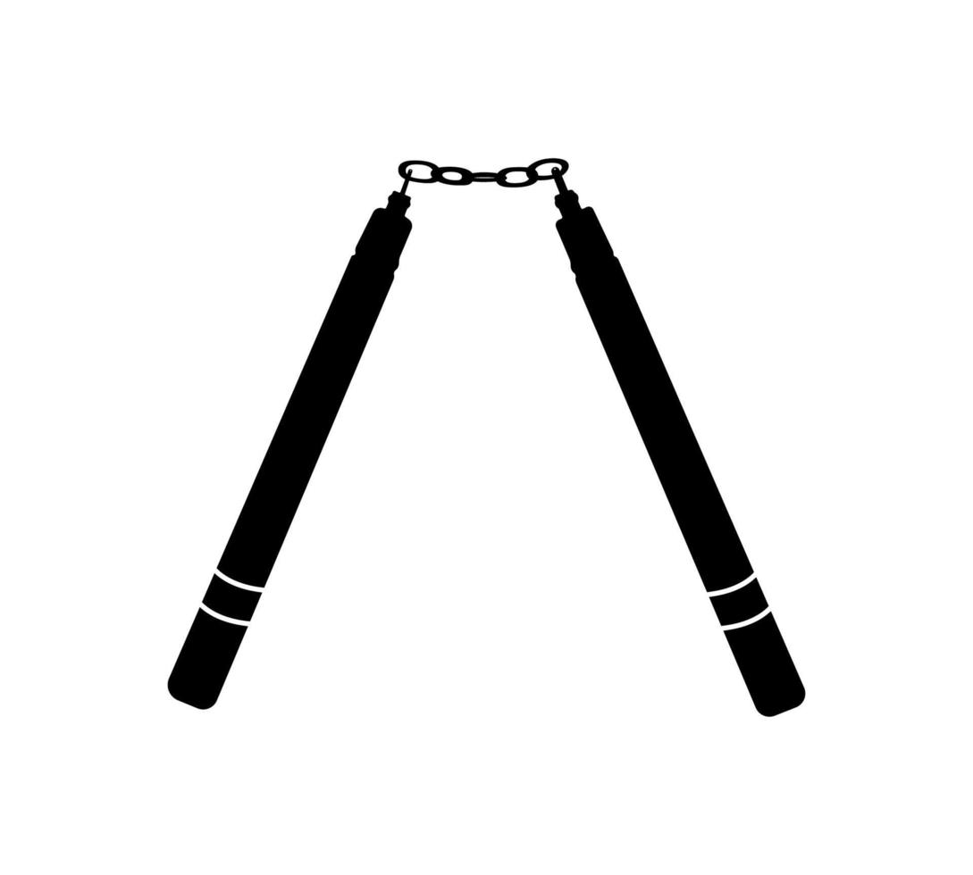 icono de nunchaku, ilustración de silueta de arma de artes marciales. vector