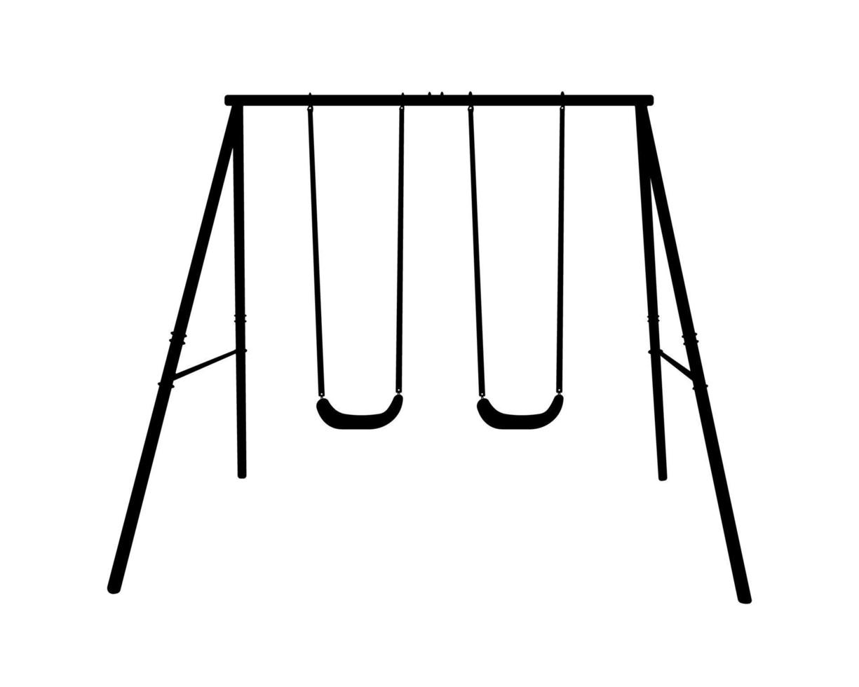 Swing Set kids Playground Silhouette illustration. vector
