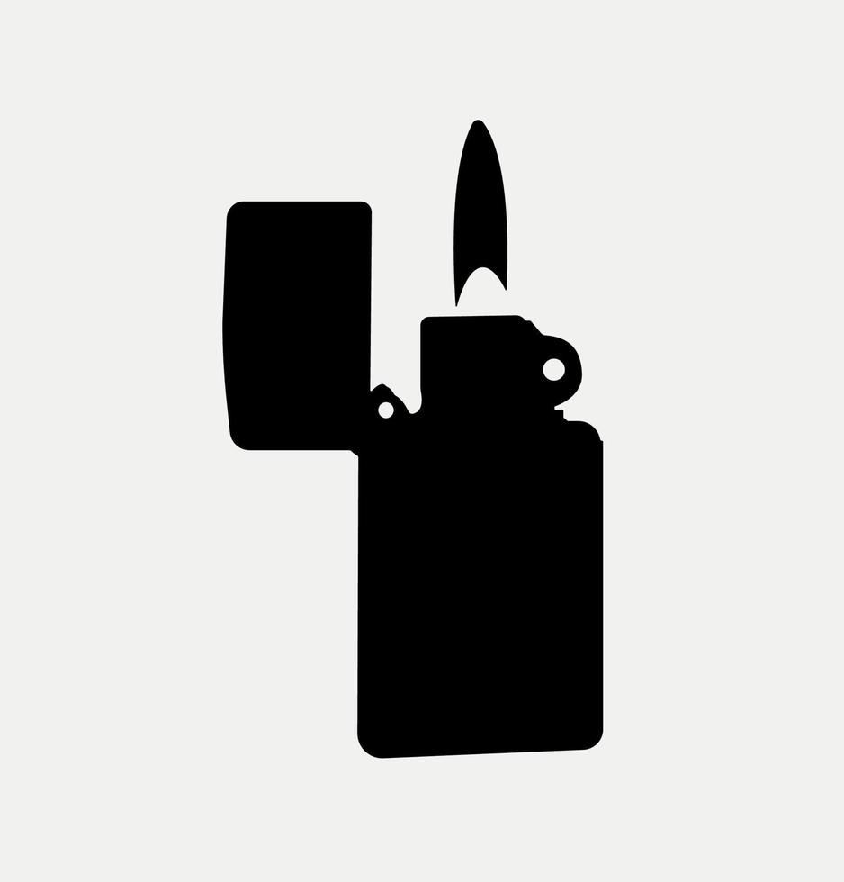 Lighter Silhouette, flame portable device Illustration. vector