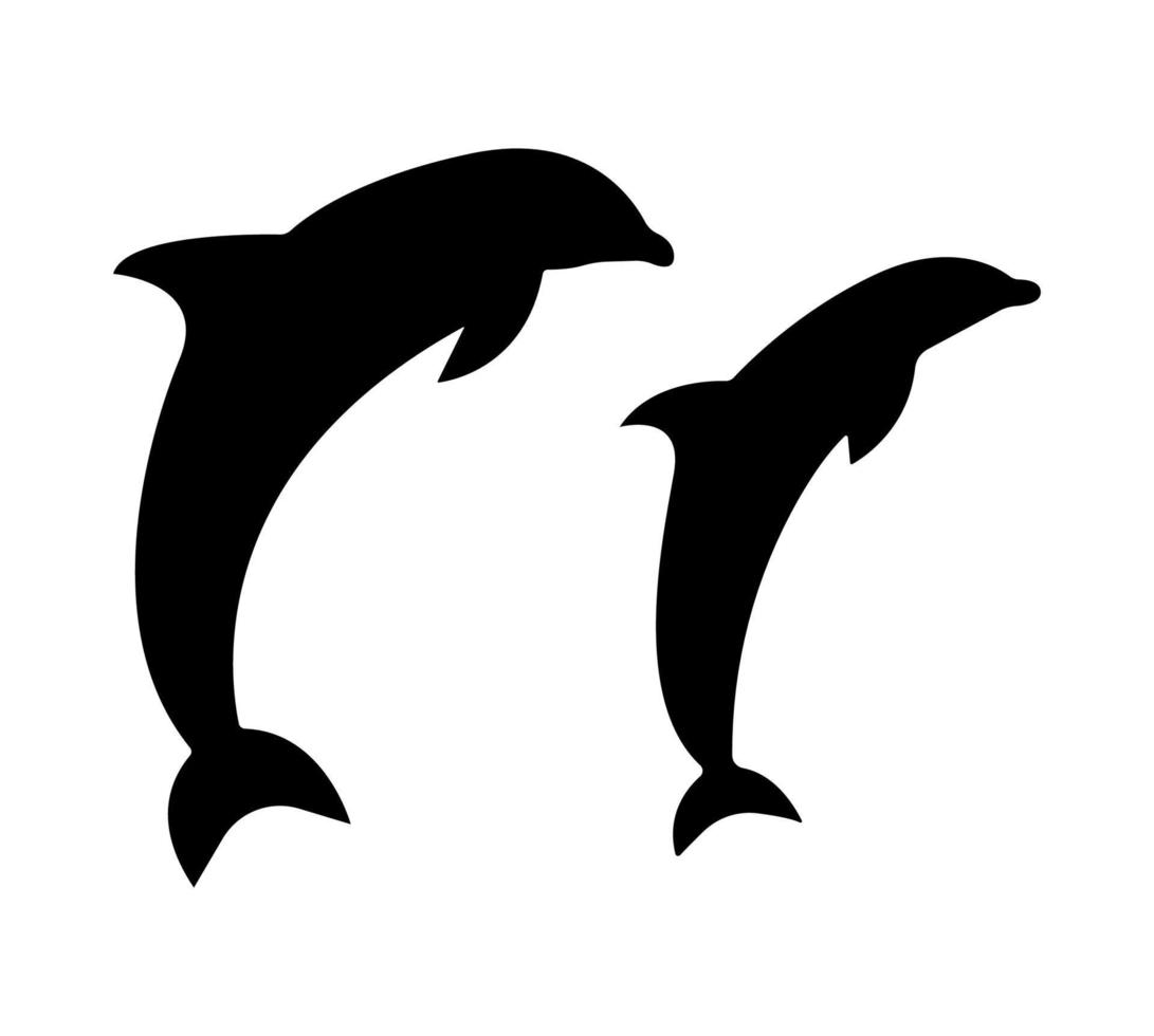 silueta animal de delfines saltando, ilustración de mamíferos acuáticos. vector