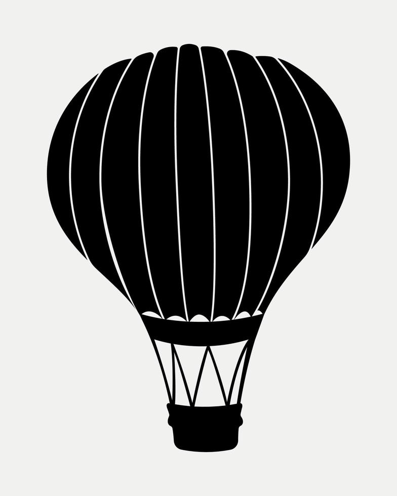 silueta de globo de aire caliente simple ilustración de dirigible en blanco y negro. vector