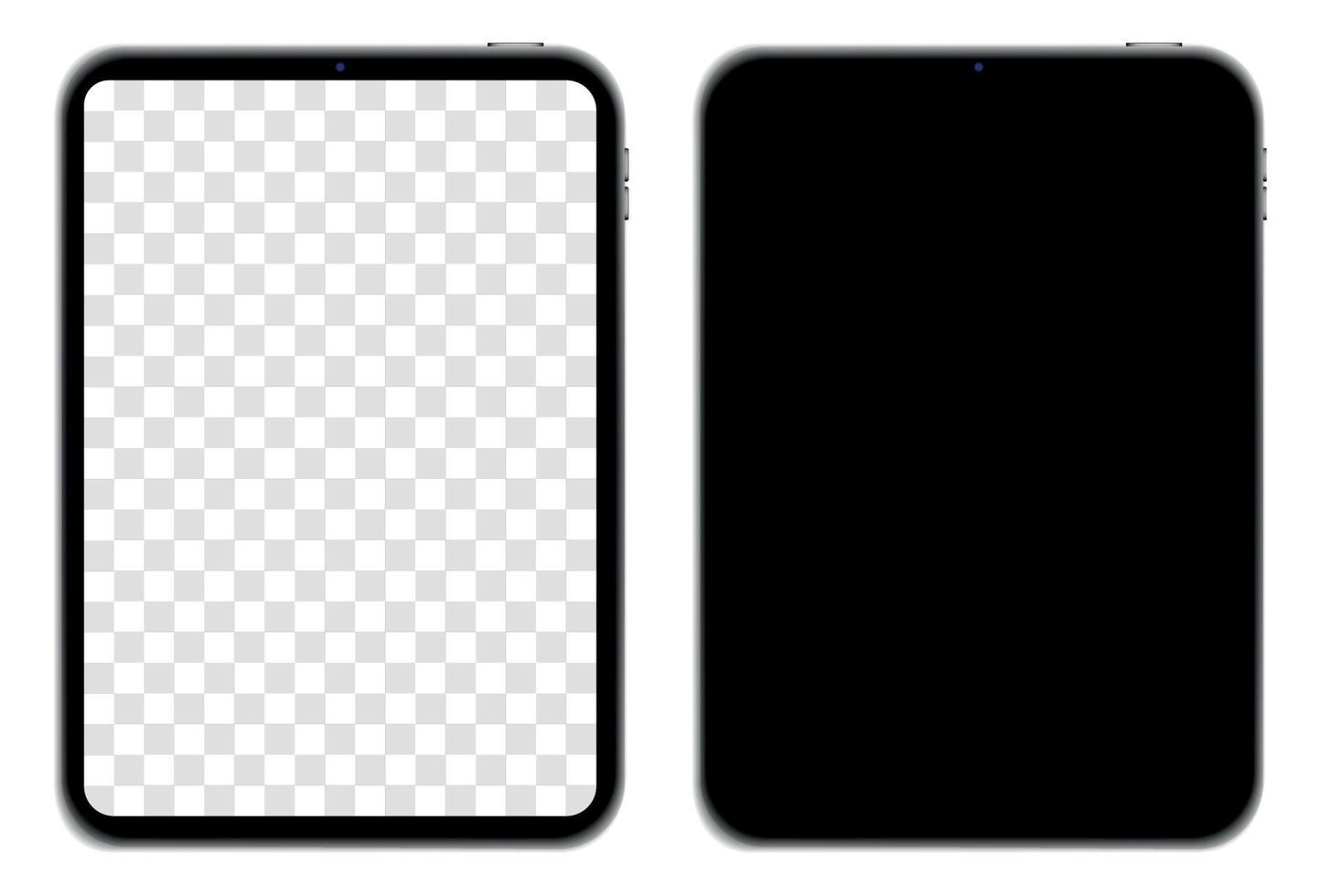 Set Of Tablets, mobile Electronic Devices Black And Transparent Screen Mockups. vector