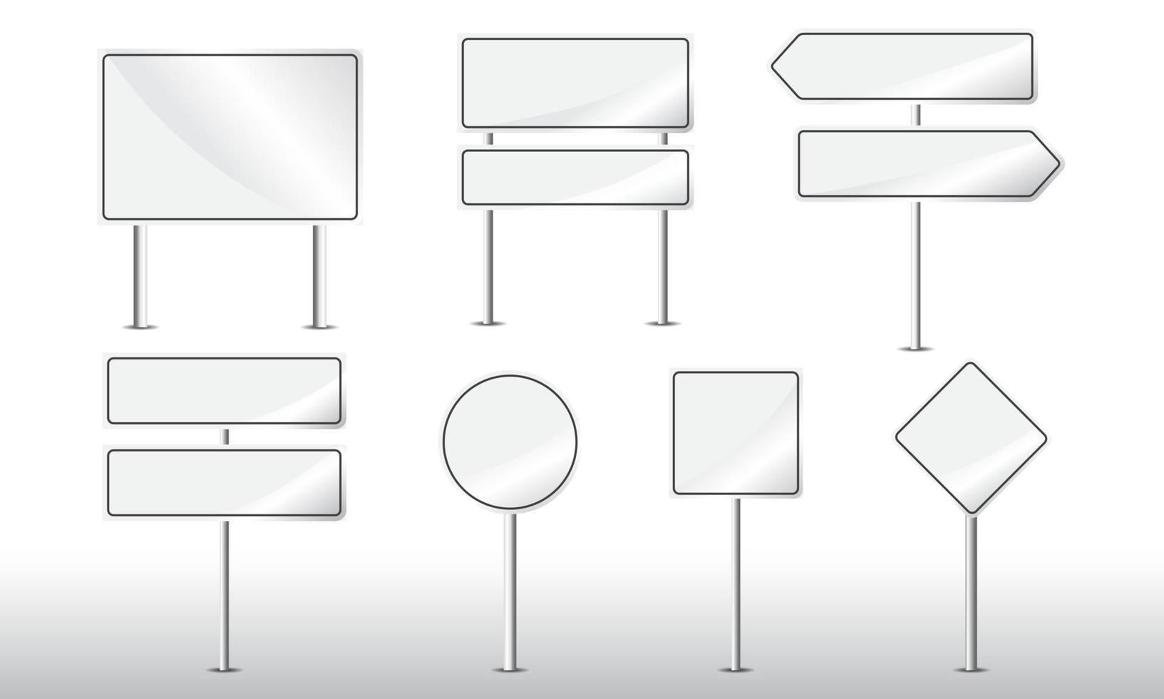 set of white traffic sign icon vector