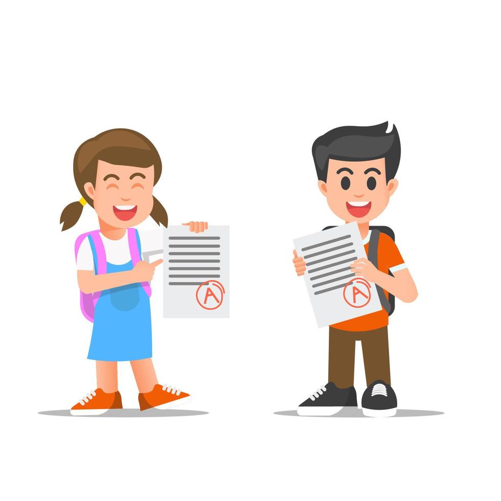 happy smiling kids got good marks on the exam vector