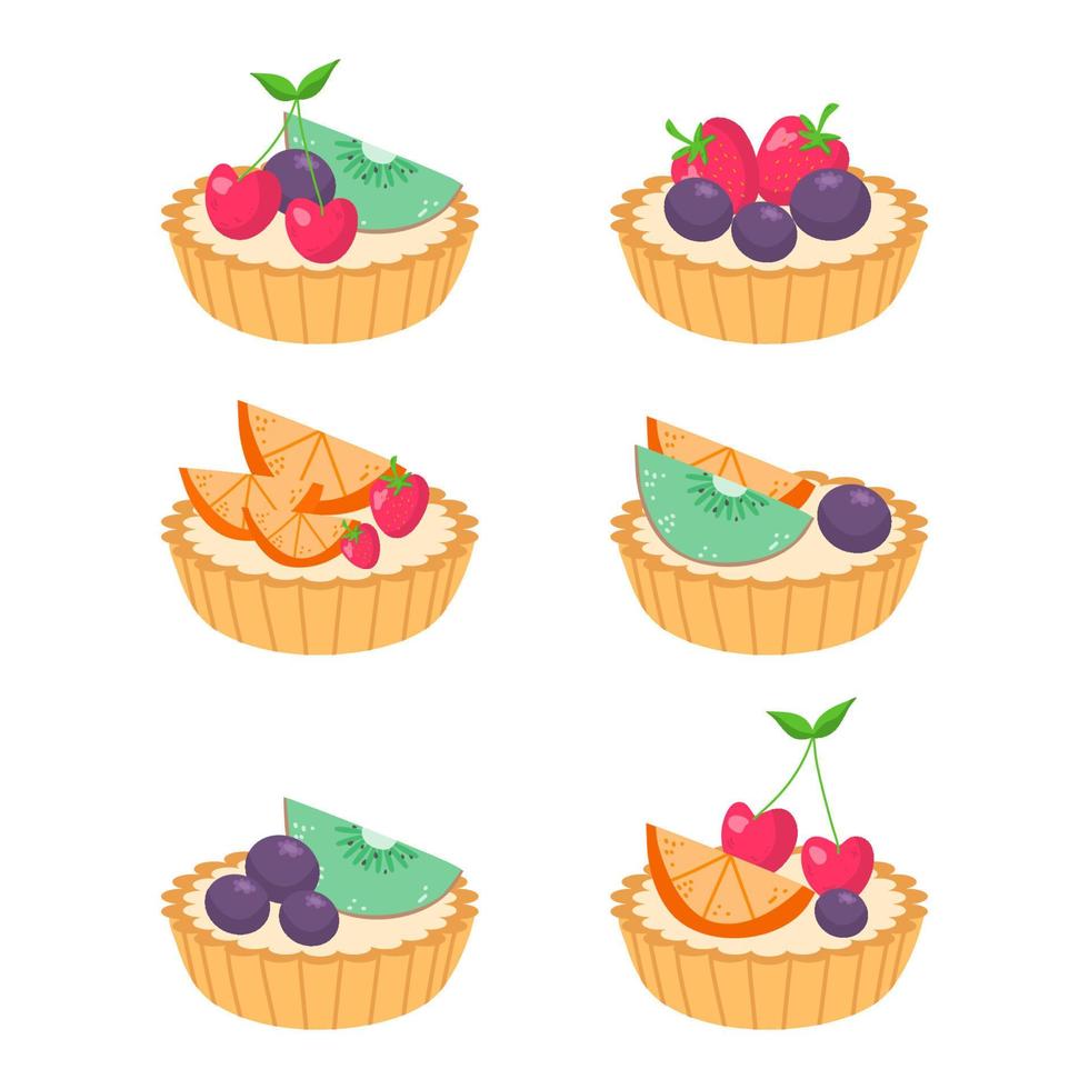 cute fruit pie dessert illustration vector