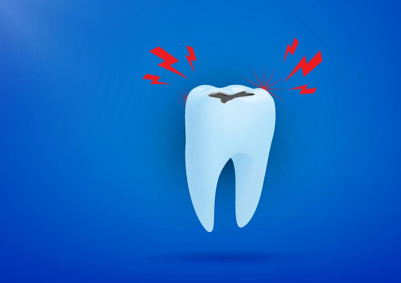 Pain in broken tooth vector illustration realistic