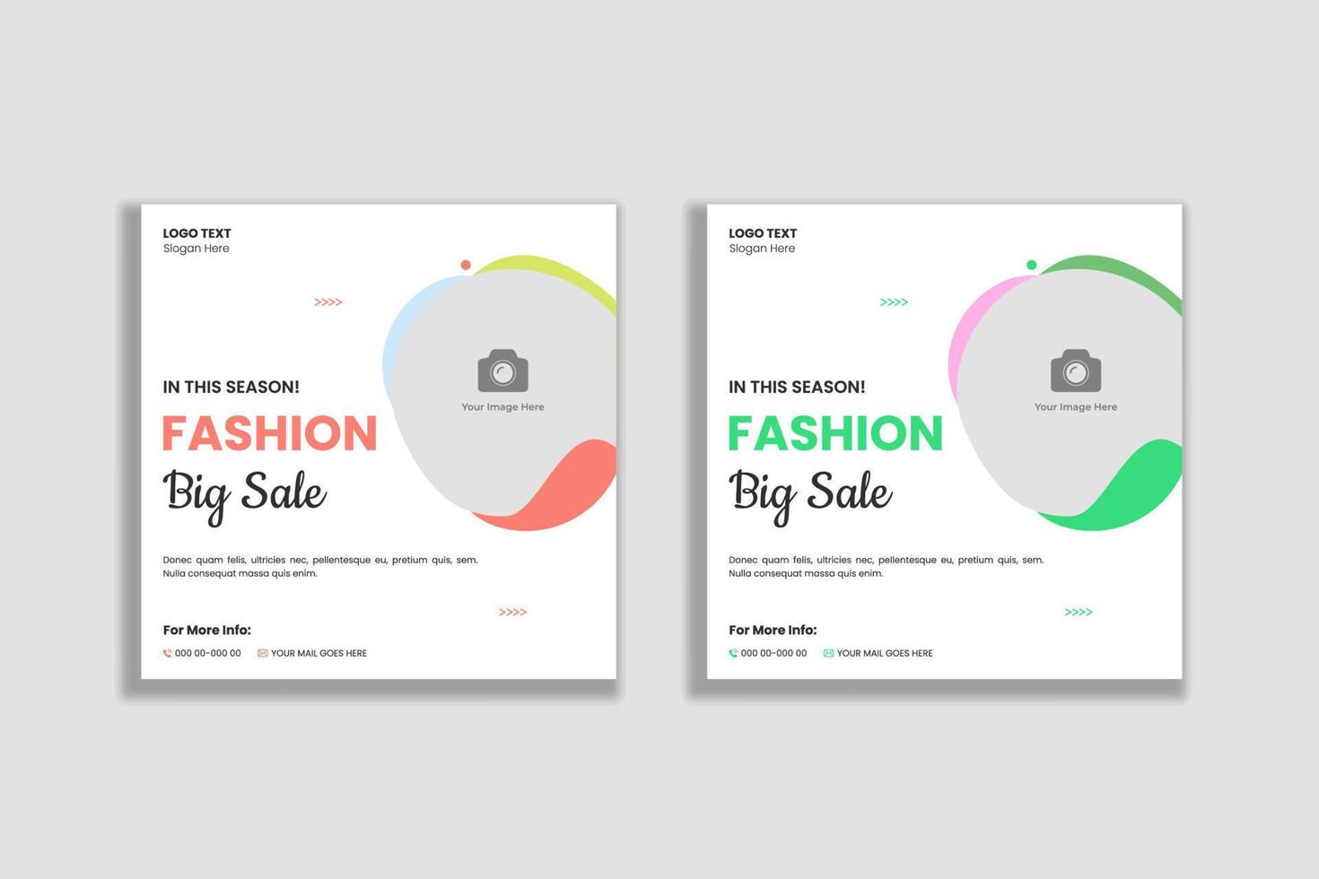 Fashion sale social media posts and web banner template vector