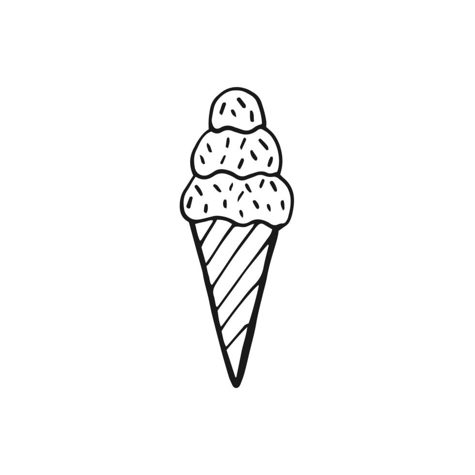 helado. ilustración vectorial dibujada a mano. estilo de arte de línea aislado aislado sobre fondo blanco vector