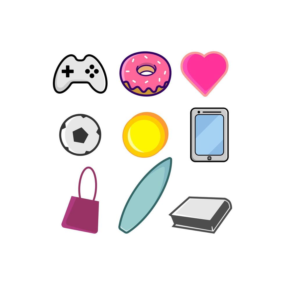 Colored Icons Collectibles Vector Art  illustration