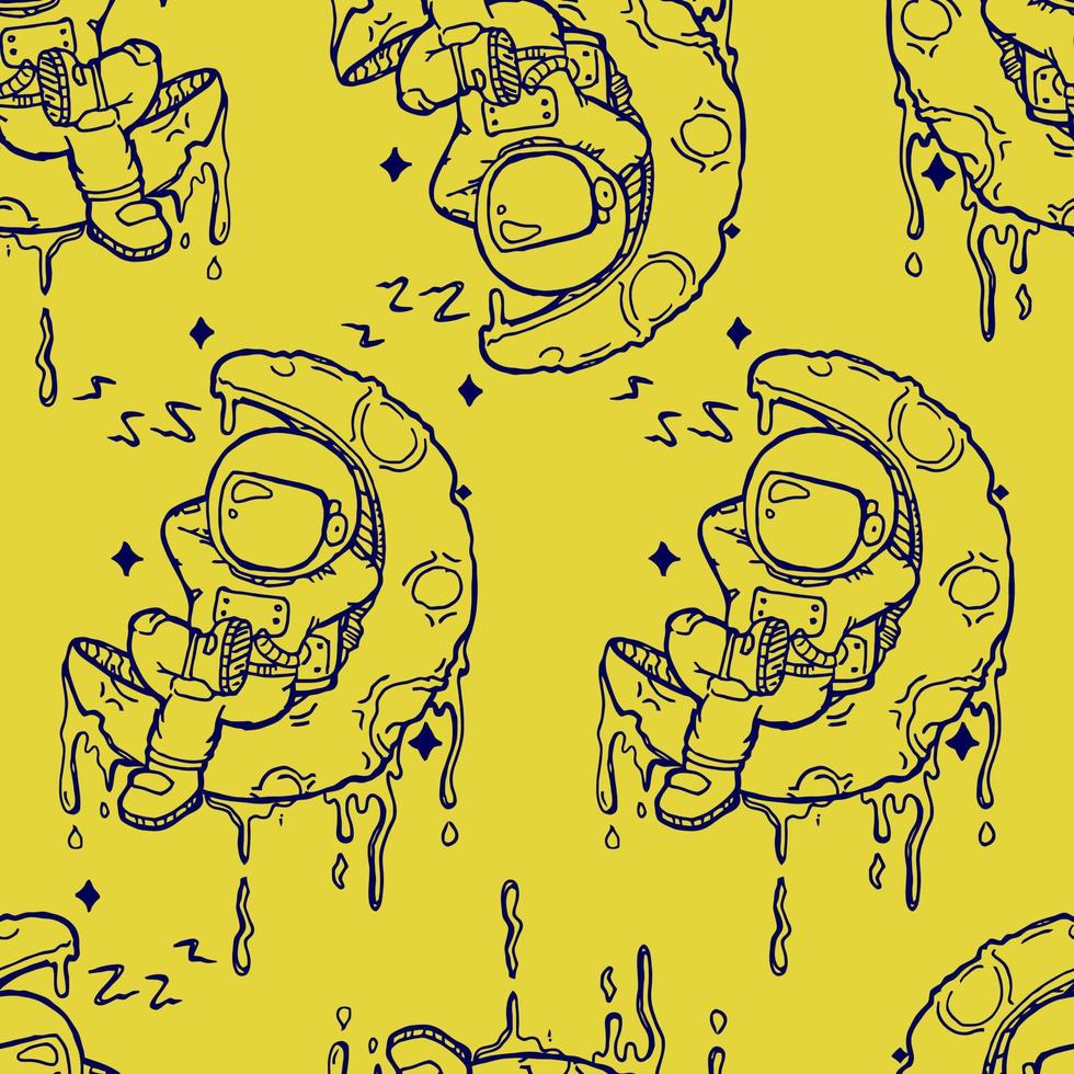 Seamless pattern astronaut on the moon free download vector