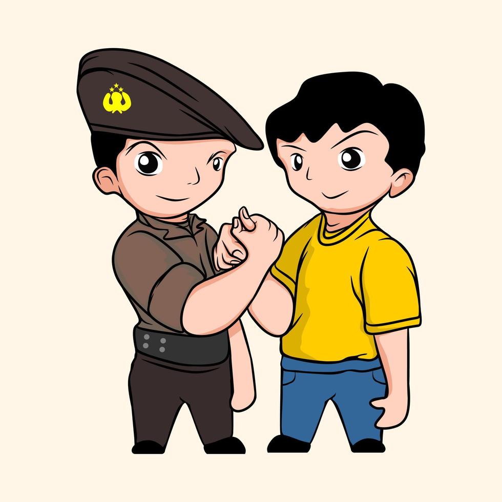 ilustración de vectores de dibujos animados de policía de estilo lindo