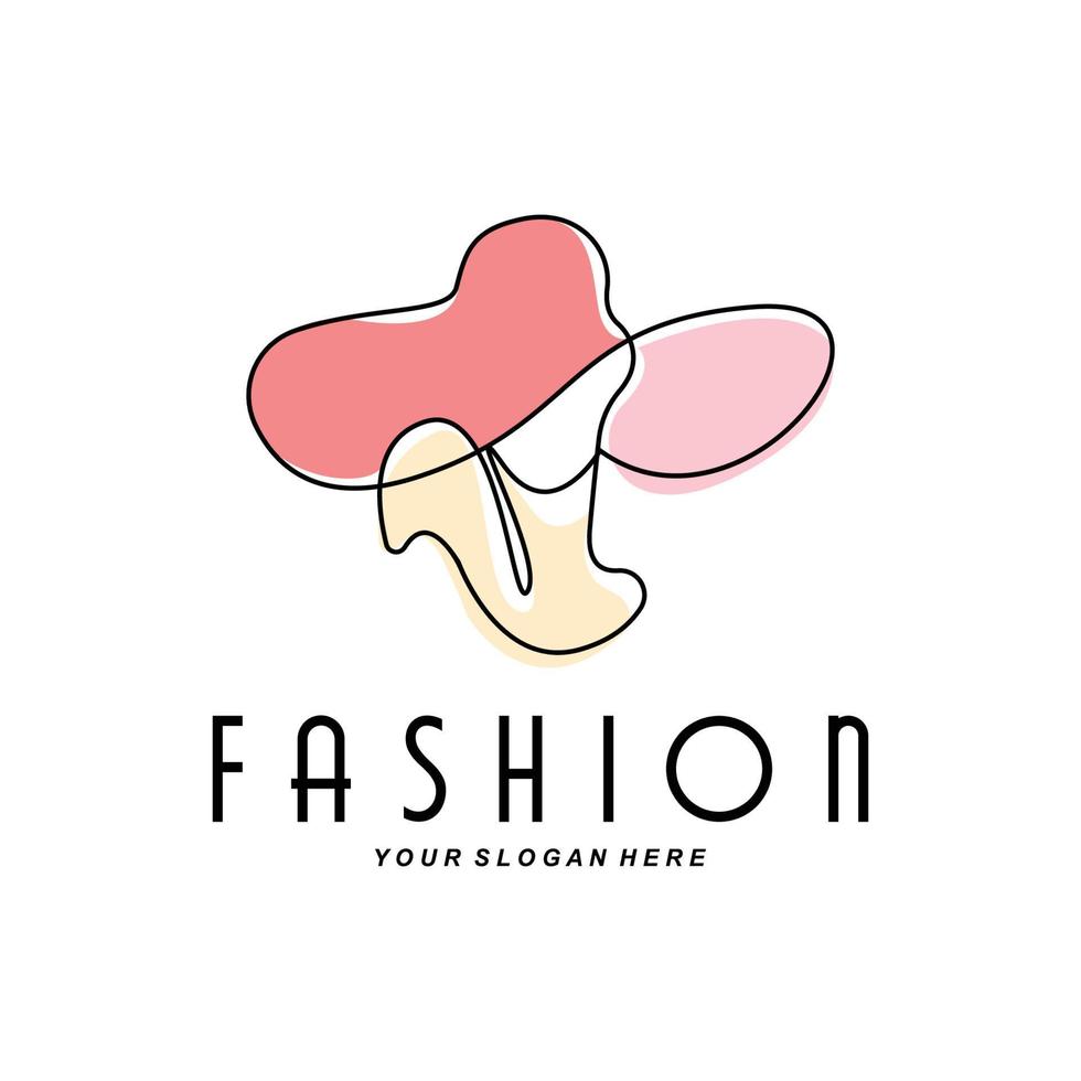 ilustración de diseño de logotipo de sombrero de mujer accesorios de belleza de moda y cuidado de la marca del producto vector