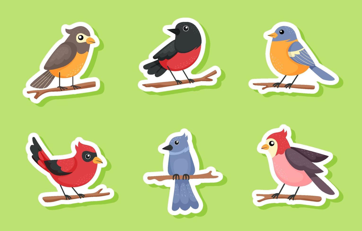 plantilla de conjunto de pegatinas de aves vector