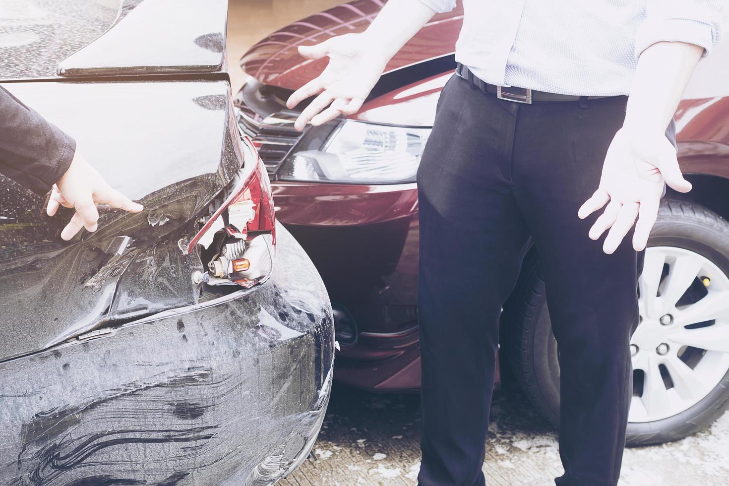 Accident of motorcycle and car photo