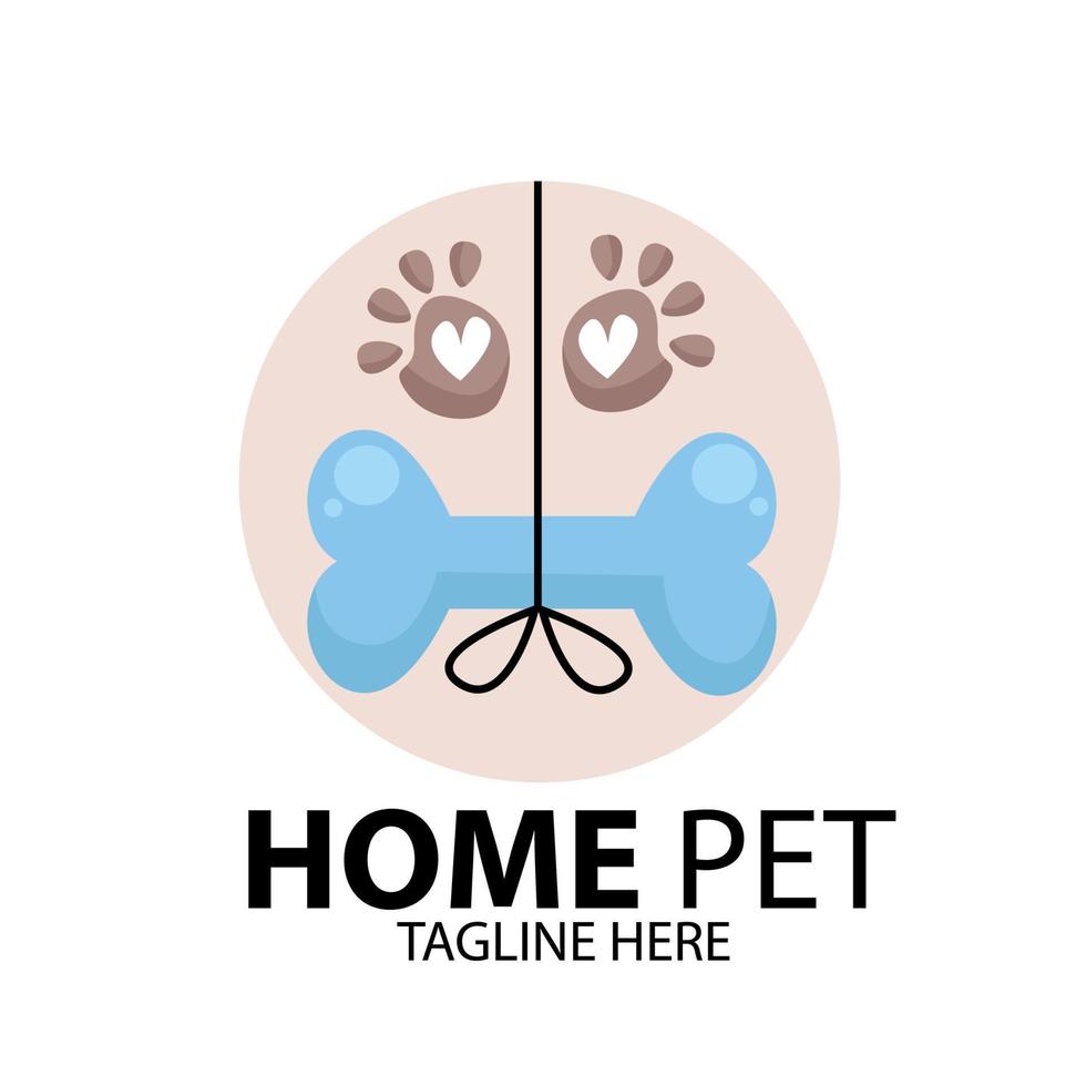 pet shop logo with paw prints, and bones. vector