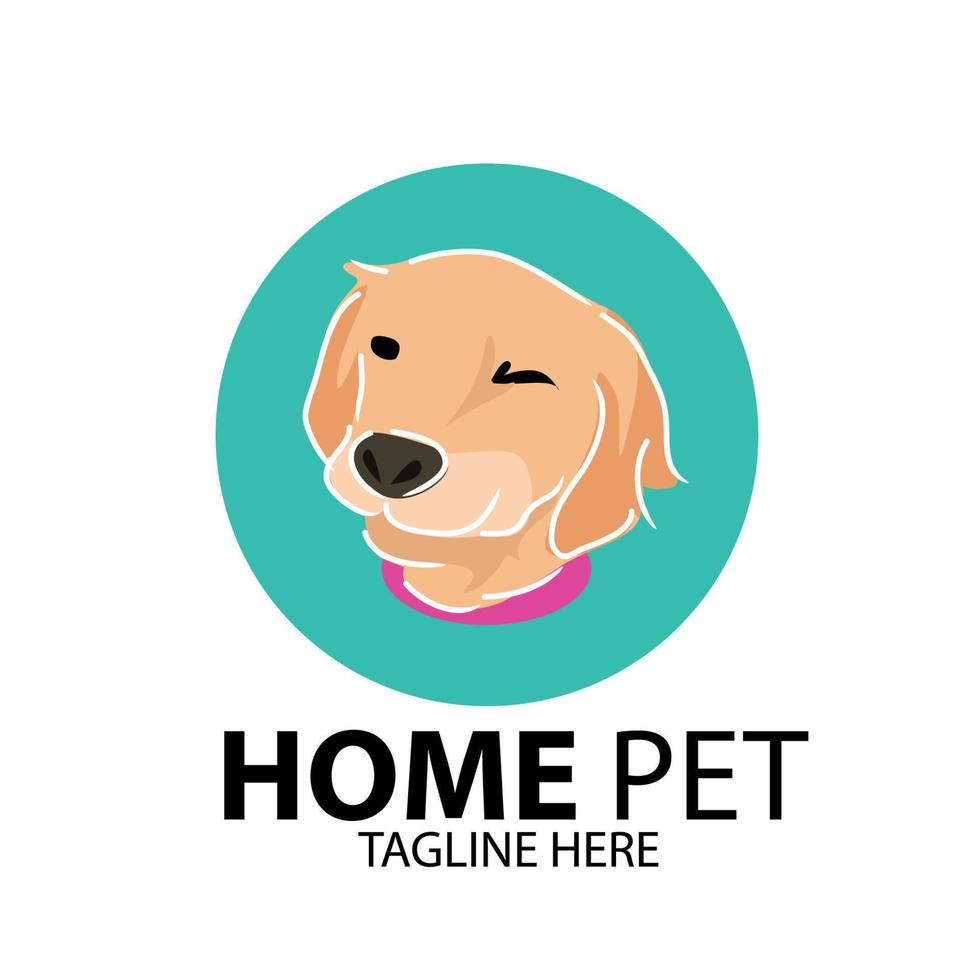home pet with smiling dog head on green background vector