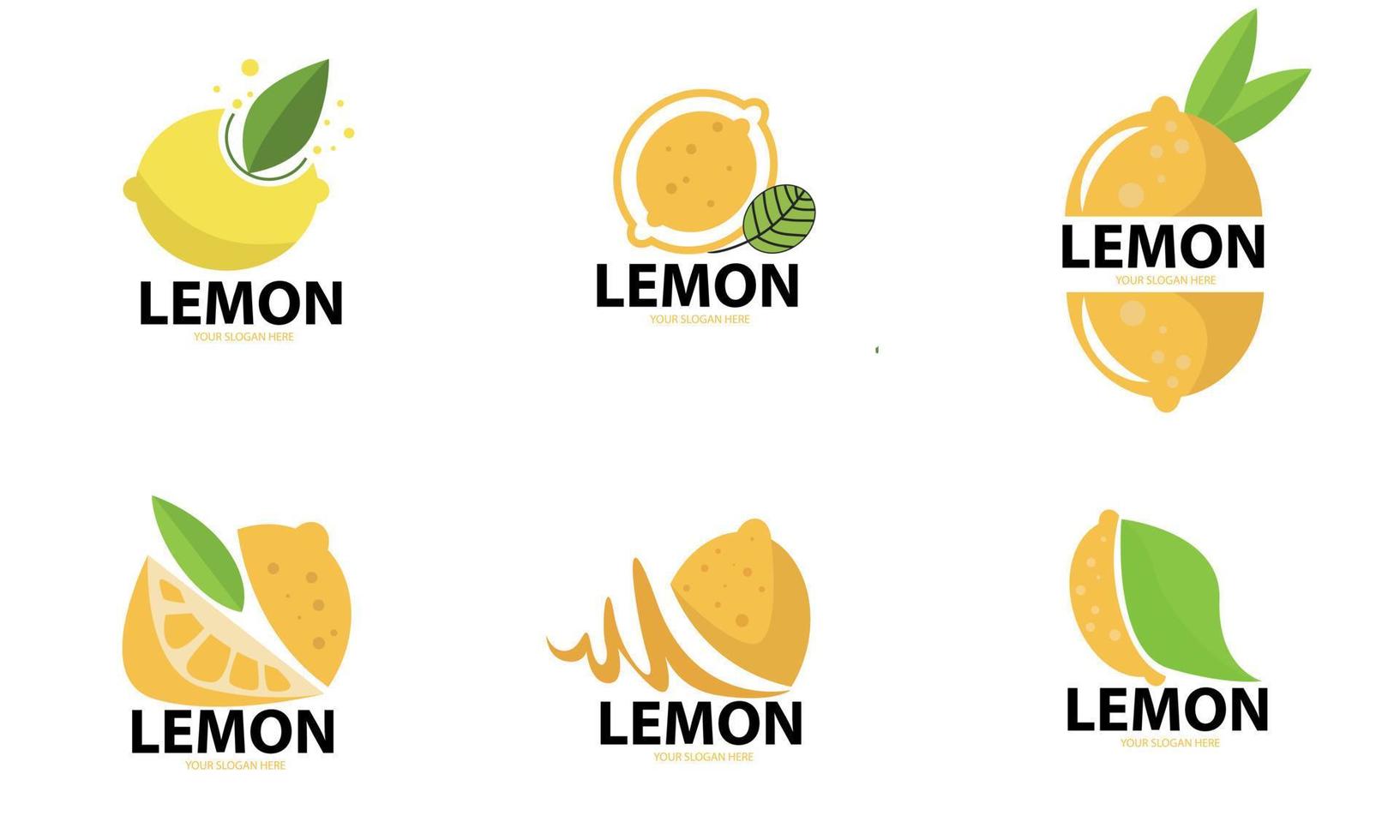 Lemon fruit icons symbols set vector