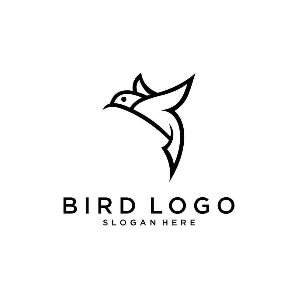 Hummingbird illustration vector logo design. Bird vector logo design.