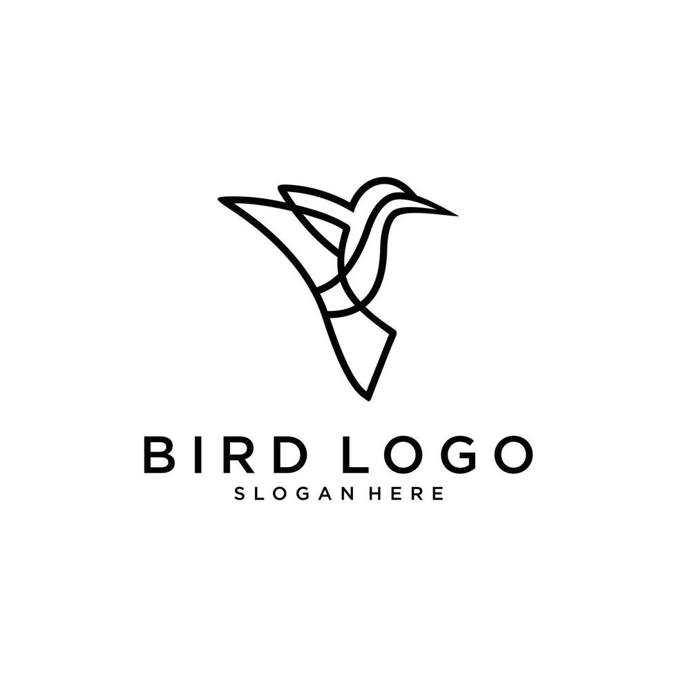 Hummingbird illustration vector logo design. Bird vector logo design.