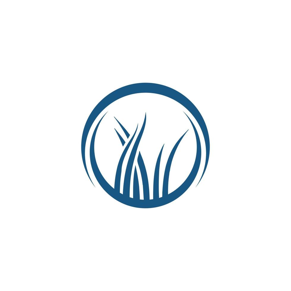 Grass illustration vector logo design template.