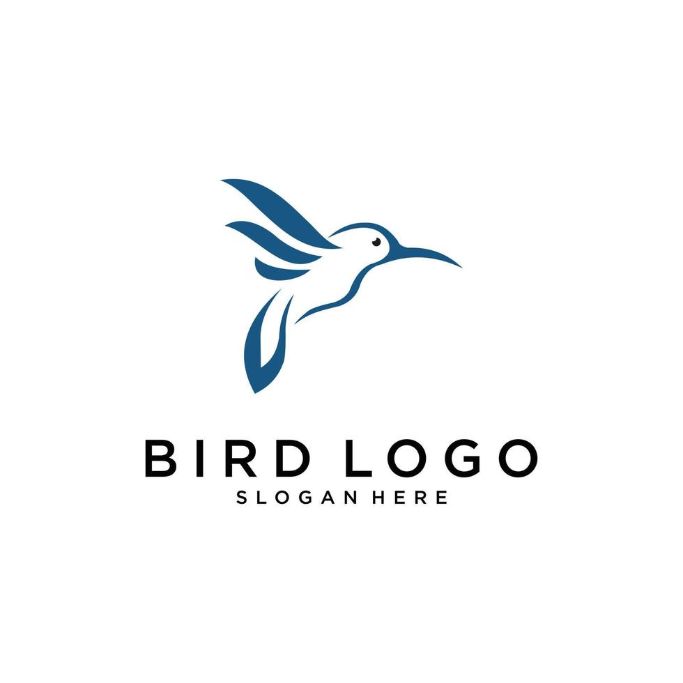 Hummingbird illustration vector logo design. Bird vector logo design.