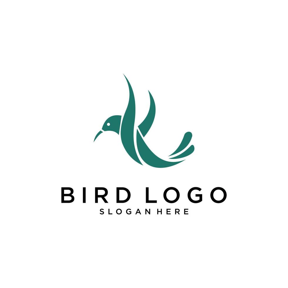 diseño de logotipo vectorial de ilustración de colibrí. diseño de logotipo de vector de pájaro.