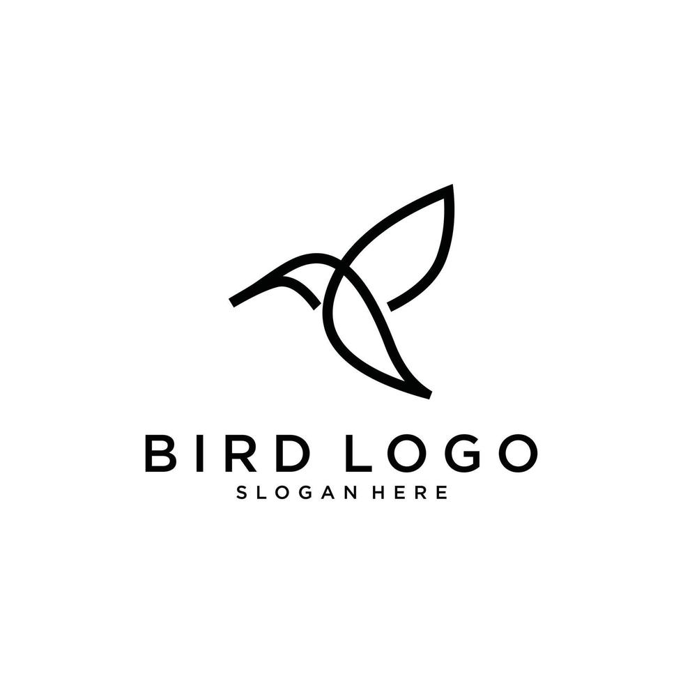 Hummingbird illustration vector logo design. Bird vector logo design.