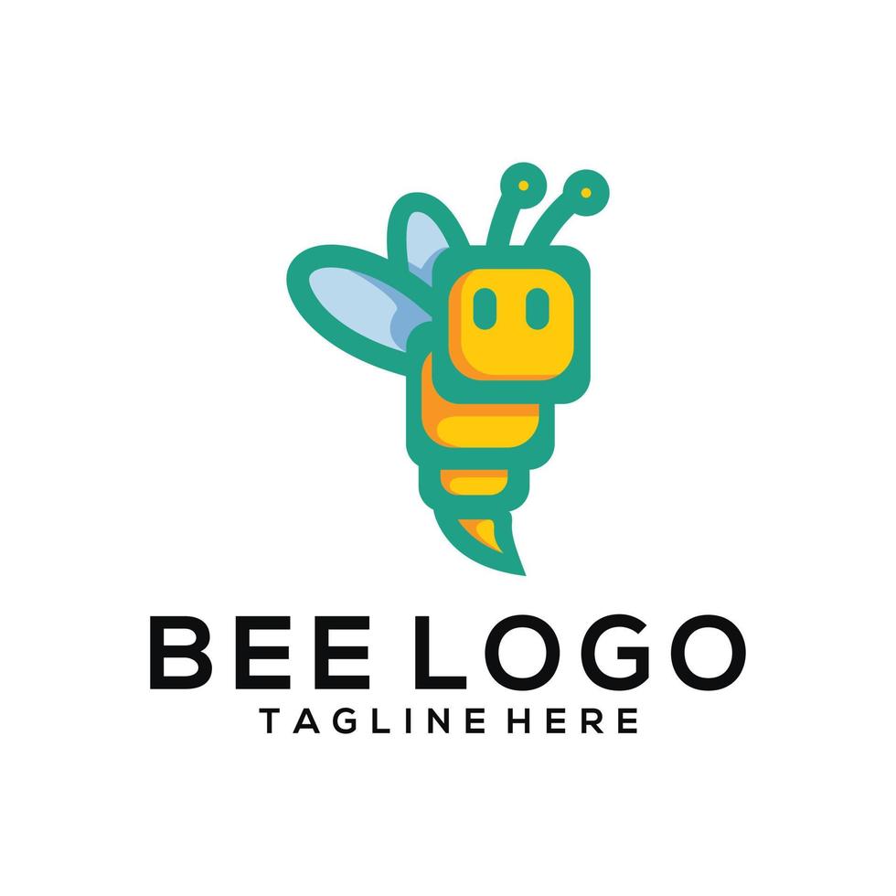 abeja logo vector icono ilustración