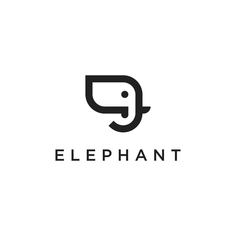 plantilla de diseño de icono de vector de logotipo de línea de elefante.