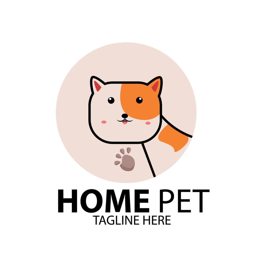 plantilla de vector de diseño de logotipo de tienda de mascotas de gato lindo. icono de concepto de logotipo de comida para gatos, cuidado de gatos y veterinarios