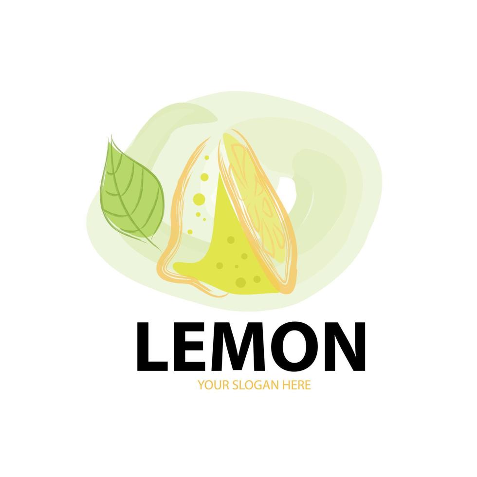 Cut slices of fresh lemon vector logo design template. fruit icon