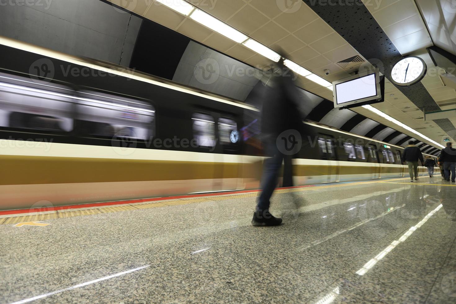 Metro moving in a Station photo