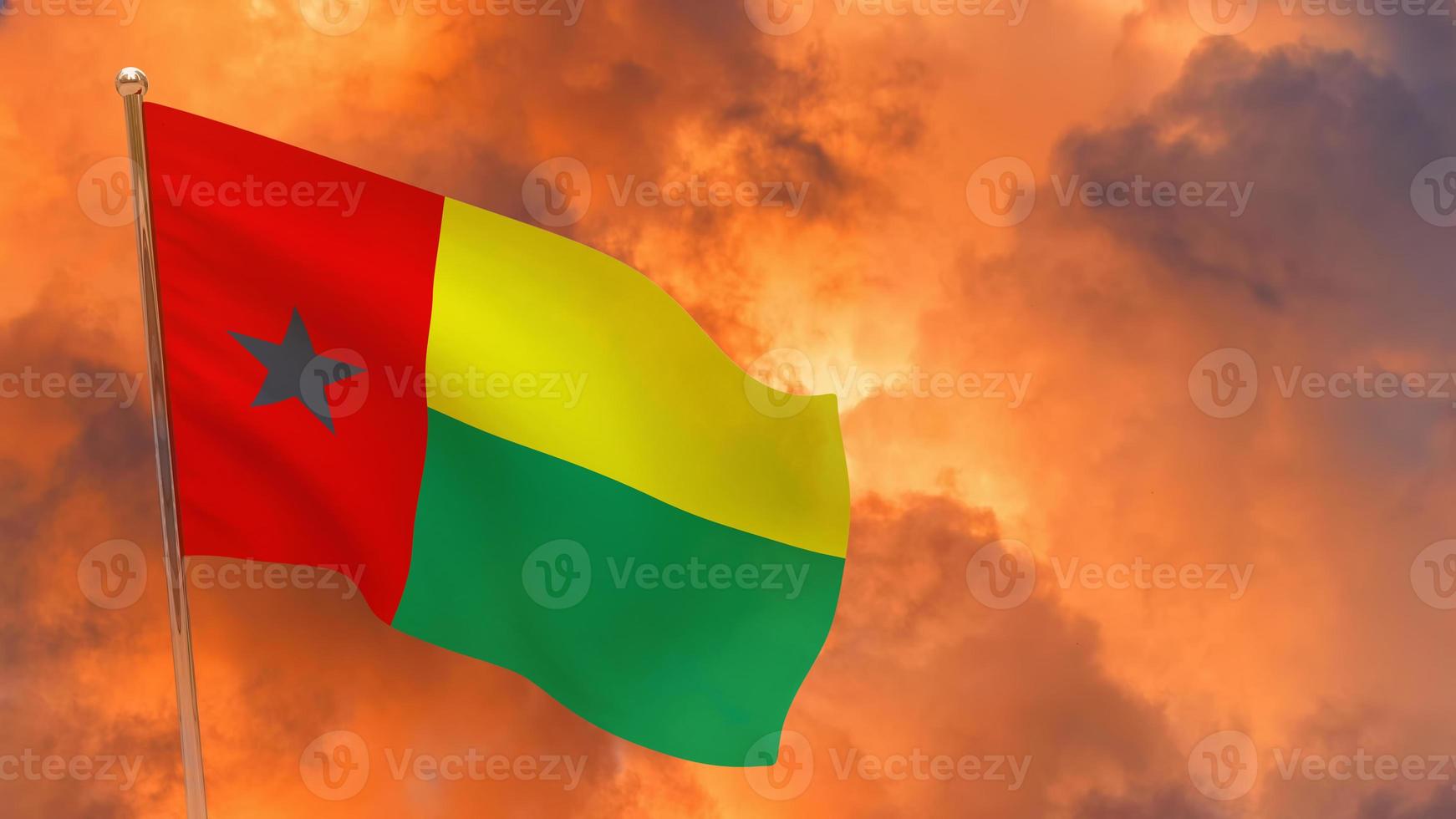 Guinea-Bissau flag on pole photo