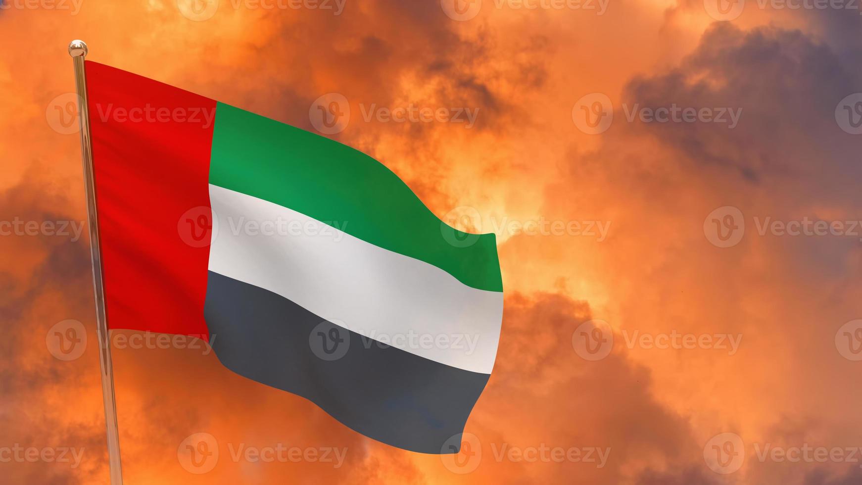 united arab emirates flag on pole photo