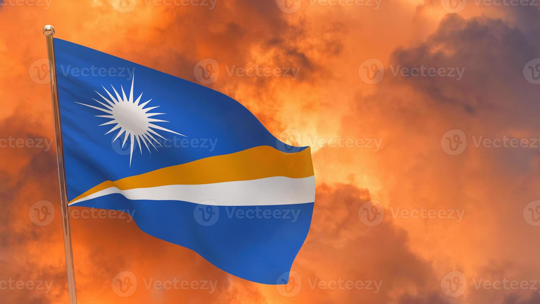 Marshall Islands flag on pole photo